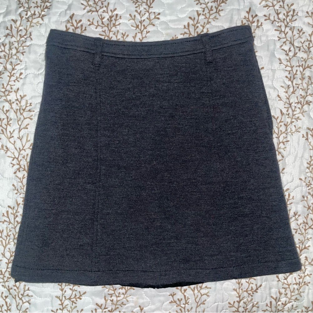 EUC Prada Wool Italian Mini Skirt charcoal grey a line belt loops Italy small